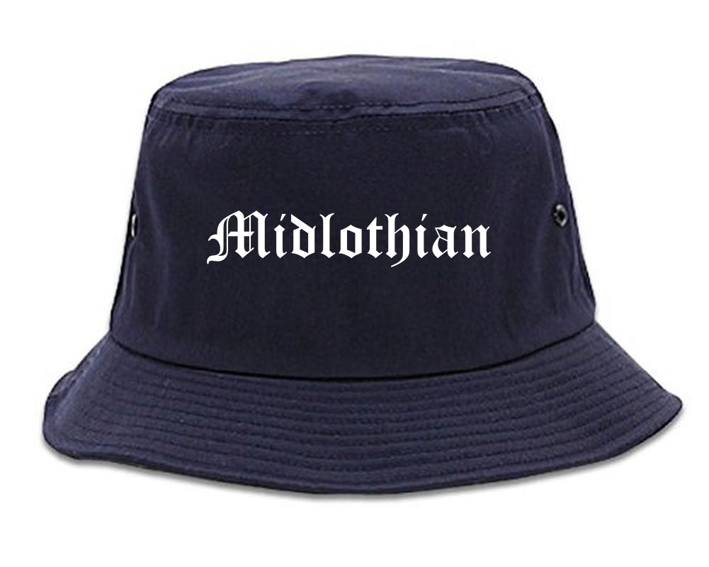 Midlothian Illinois IL Old English Mens Bucket Hat Navy Blue