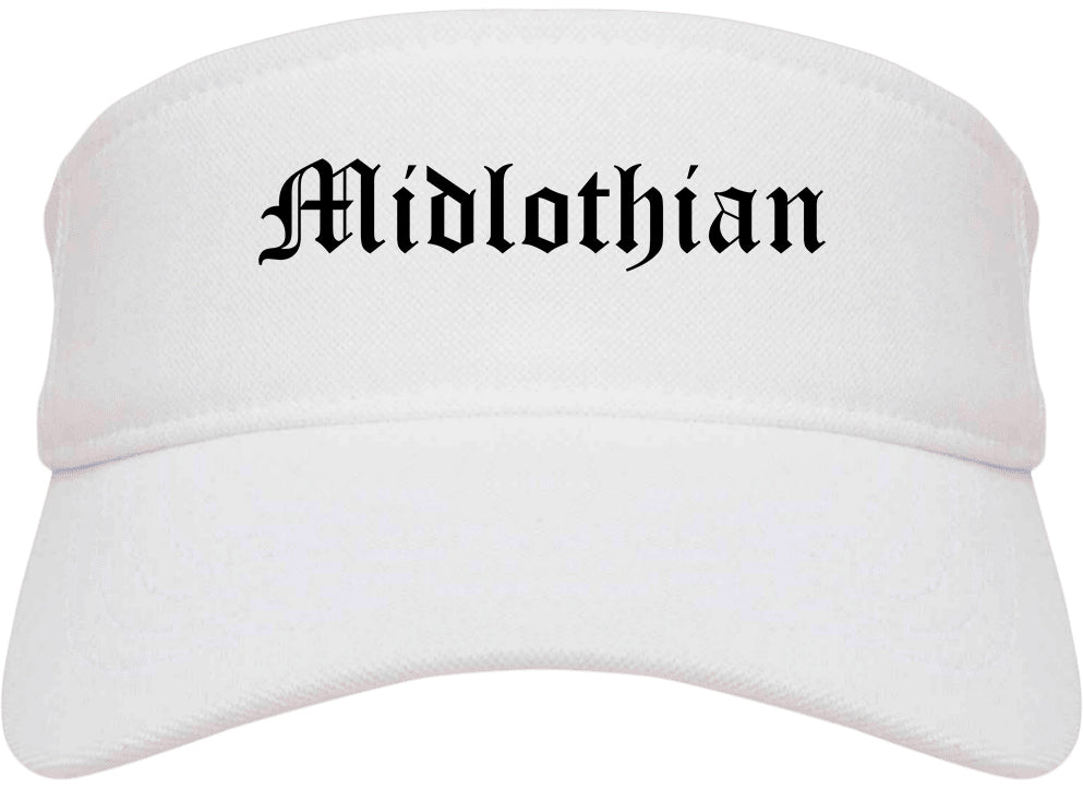Midlothian Texas TX Old English Mens Visor Cap Hat White