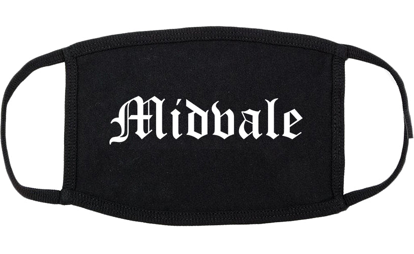 Midvale Utah UT Old English Cotton Face Mask Black