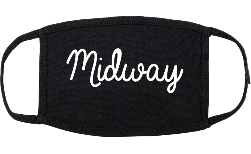 Midway North Carolina NC Script Cotton Face Mask Black
