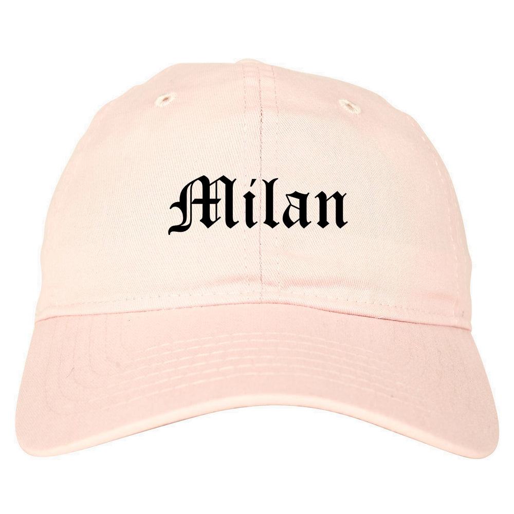 Milan Michigan MI Old English Mens Dad Hat Baseball Cap Pink