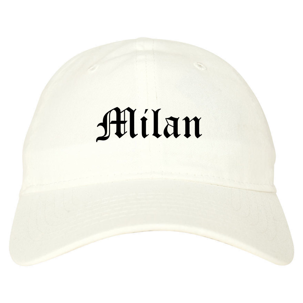 Milan Michigan MI Old English Mens Dad Hat Baseball Cap White