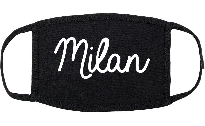 Milan Michigan MI Script Cotton Face Mask Black