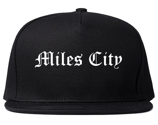 Miles City Montana MT Old English Mens Snapback Hat Black