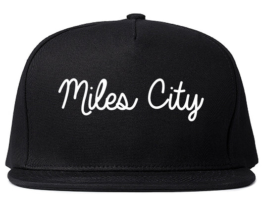 Miles City Montana MT Script Mens Snapback Hat Black