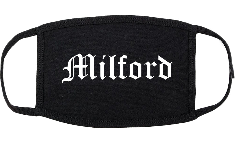Milford Delaware DE Old English Cotton Face Mask Black