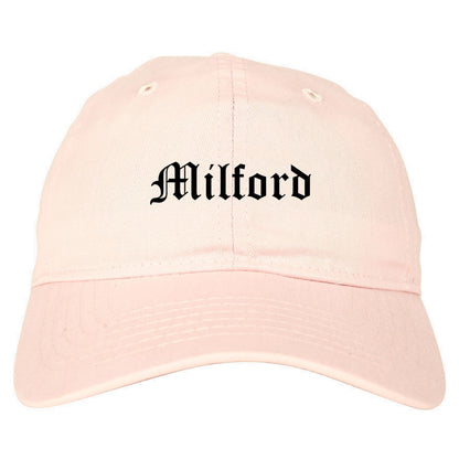 Milford Delaware DE Old English Mens Dad Hat Baseball Cap Pink