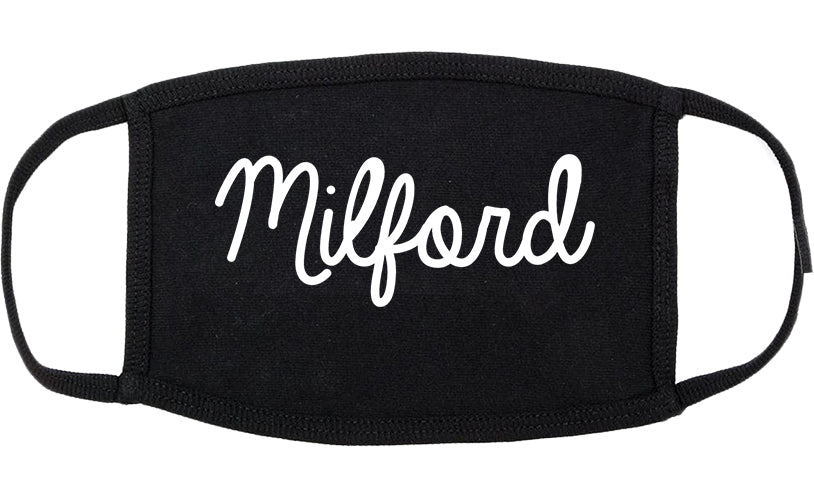 Milford Delaware DE Script Cotton Face Mask Black