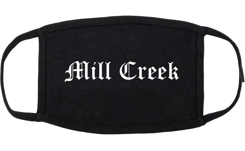 Mill Creek Washington WA Old English Cotton Face Mask Black