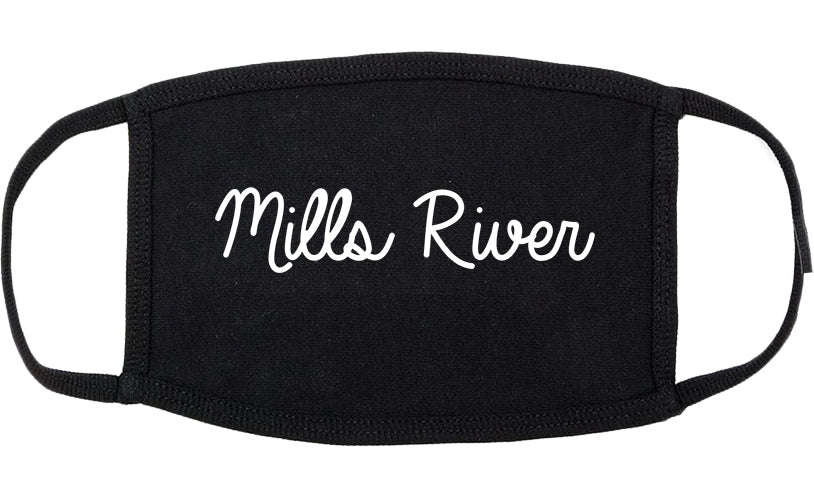 Mills River North Carolina NC Script Cotton Face Mask Black