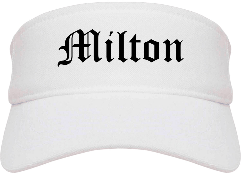 Milton Wisconsin WI Old English Mens Visor Cap Hat White
