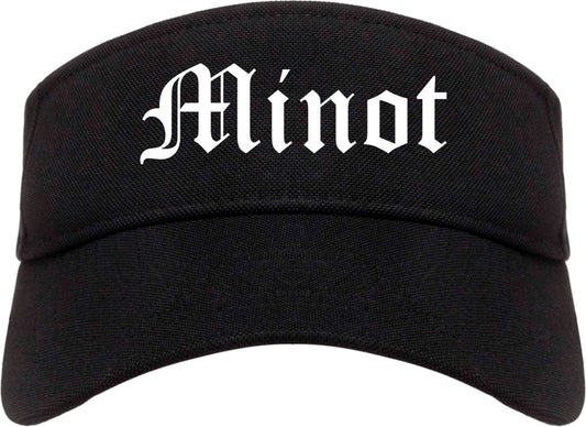 Minot North Dakota ND Old English Mens Visor Cap Hat Black