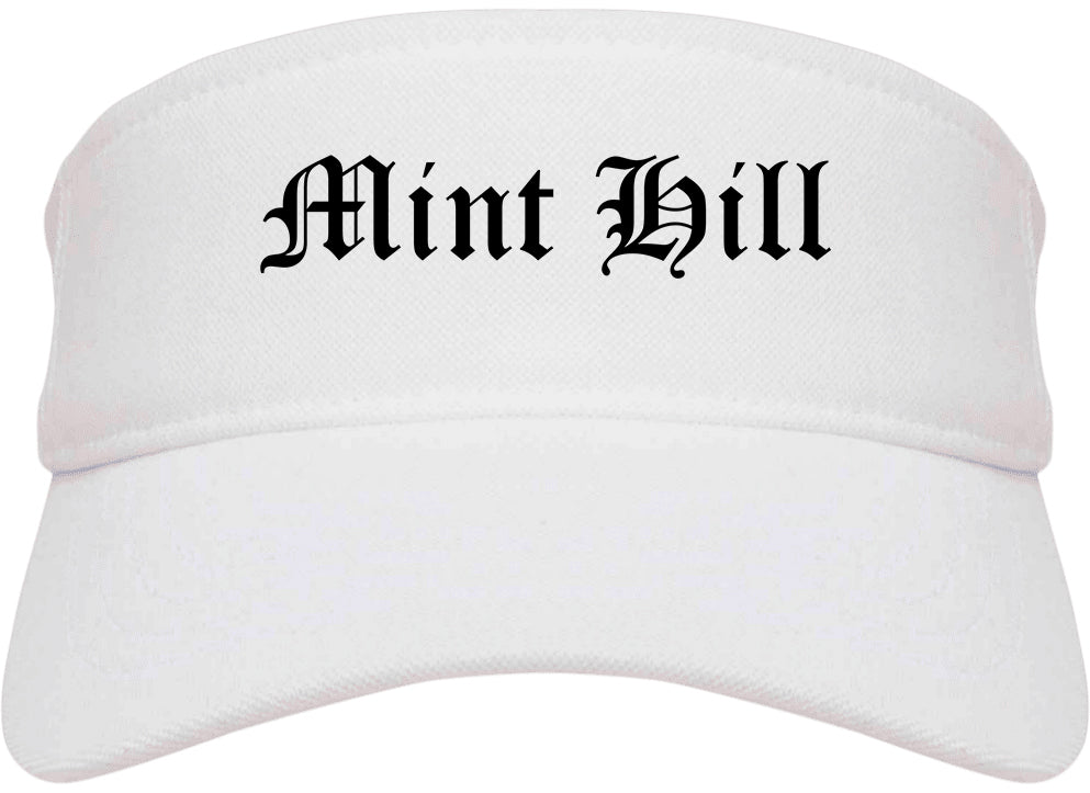 Mint Hill North Carolina NC Old English Mens Visor Cap Hat White