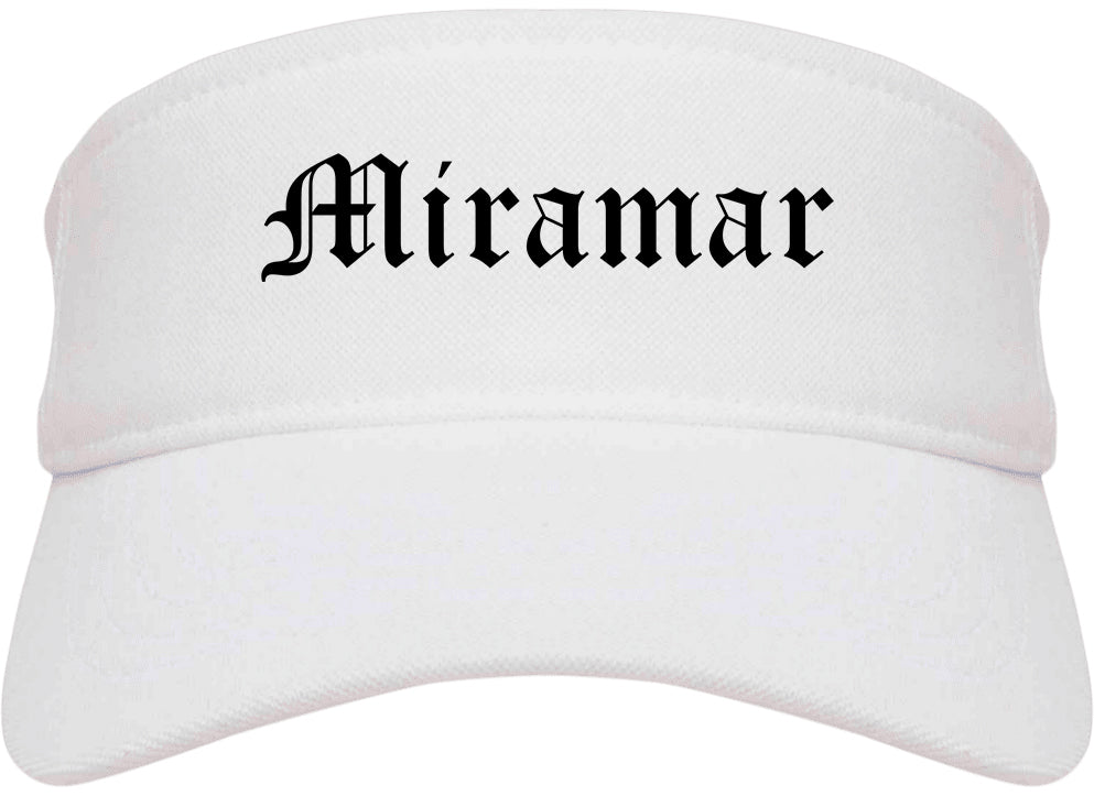 Miramar Florida FL Old English Mens Visor Cap Hat White