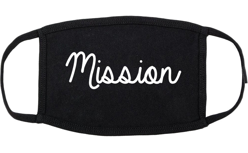 Mission Kansas KS Script Cotton Face Mask Black