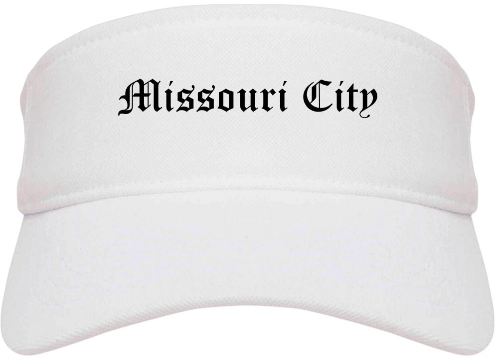 Missouri City Texas TX Old English Mens Visor Cap Hat White