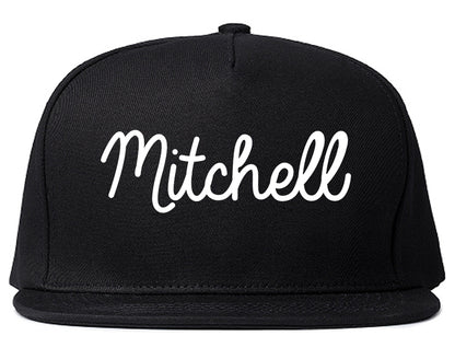Mitchell South Dakota SD Script Mens Snapback Hat Black