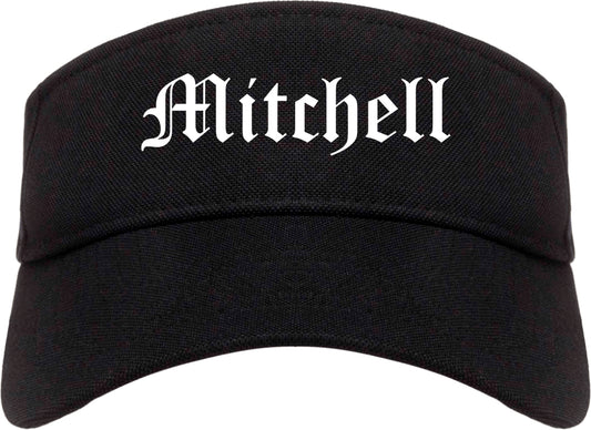 Mitchell South Dakota SD Old English Mens Visor Cap Hat Black