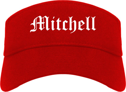 Mitchell South Dakota SD Old English Mens Visor Cap Hat Red