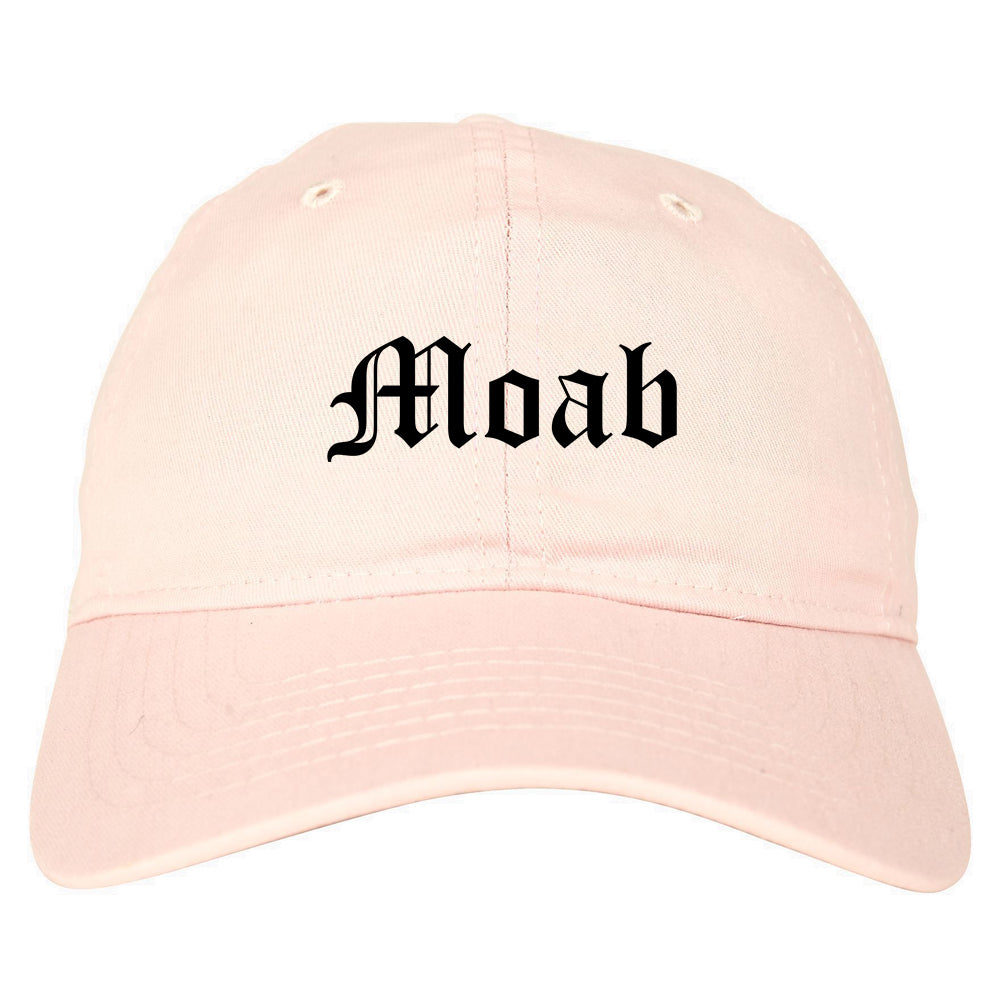 Moab Utah UT Old English Mens Dad Hat Baseball Cap Pink