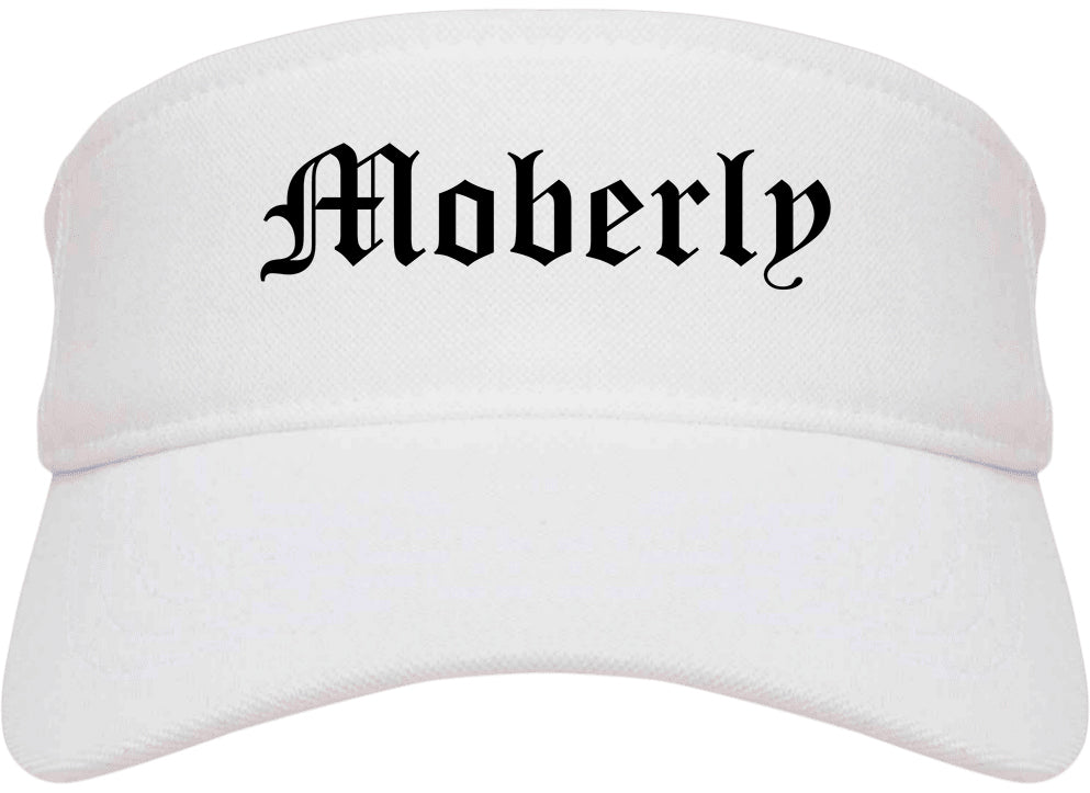 Moberly Missouri MO Old English Mens Visor Cap Hat White
