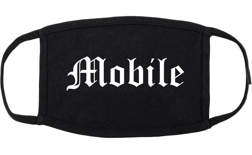 Mobile Alabama AL Old English Cotton Face Mask Black