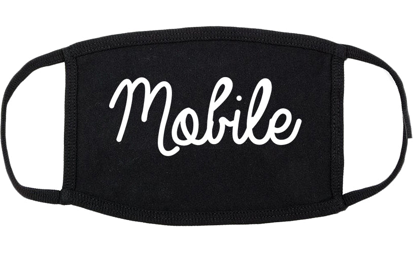 Mobile Alabama AL Script Cotton Face Mask Black