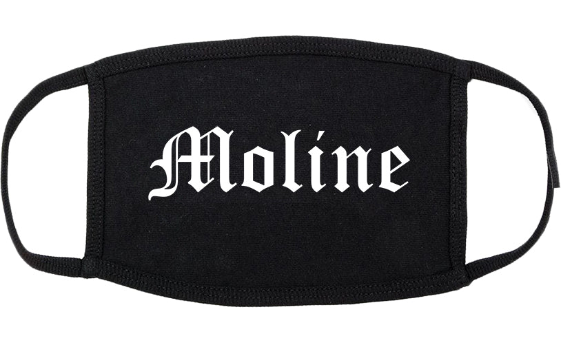 Moline Illinois IL Old English Cotton Face Mask Black