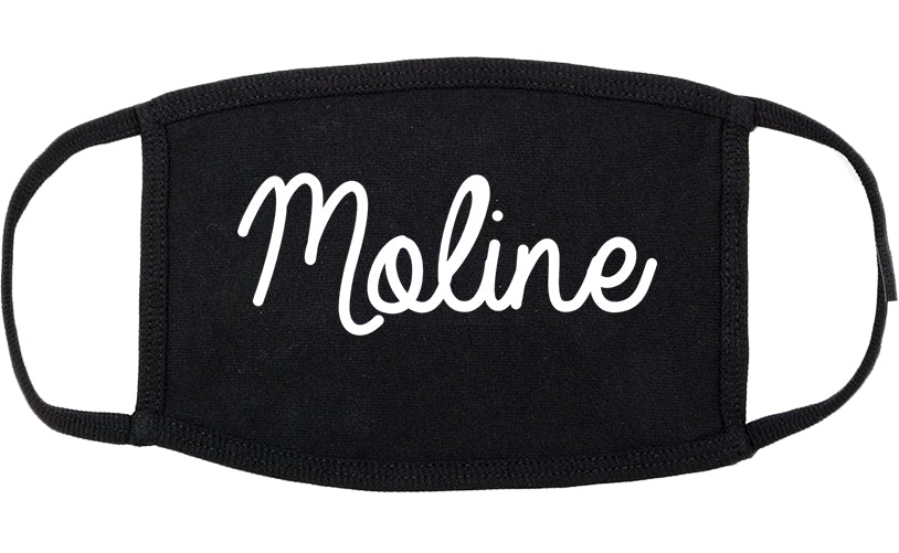 Moline Illinois IL Script Cotton Face Mask Black