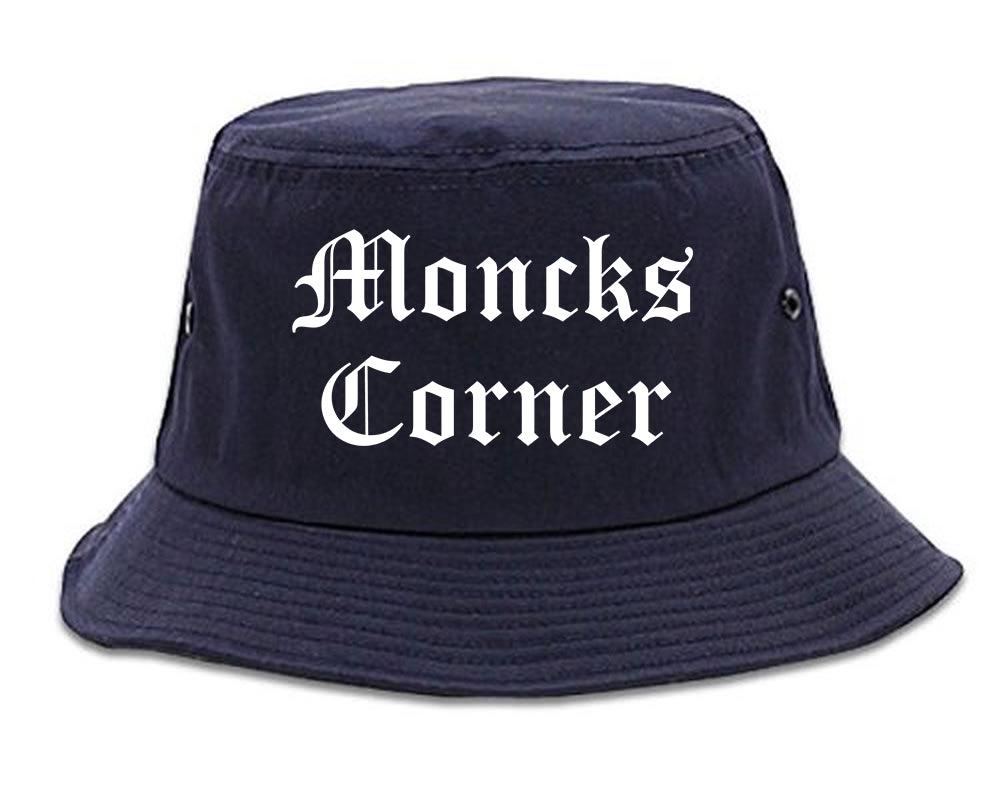 Moncks Corner South Carolina SC Old English Mens Bucket Hat Navy Blue
