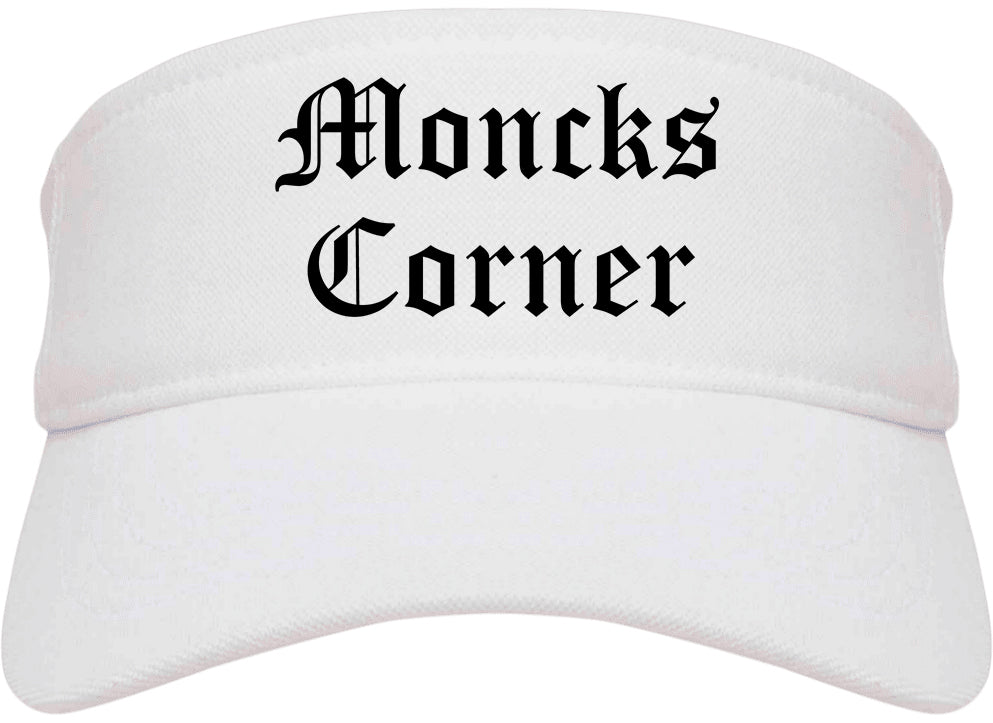 Moncks Corner South Carolina SC Old English Mens Visor Cap Hat White