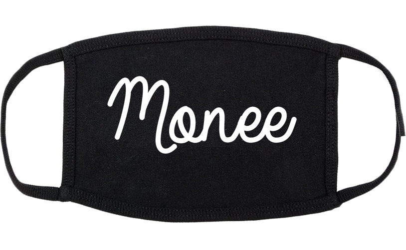 Monee Illinois IL Script Cotton Face Mask Black
