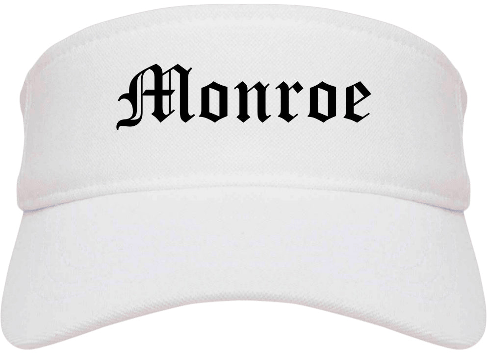 Monroe New York NY Old English Mens Visor Cap Hat White