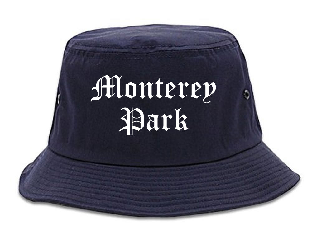 Monterey Park California CA Old English Mens Bucket Hat Navy Blue