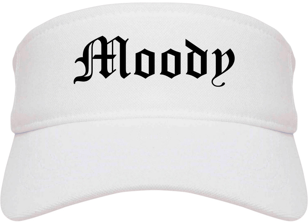 Moody Alabama AL Old English Mens Visor Cap Hat White