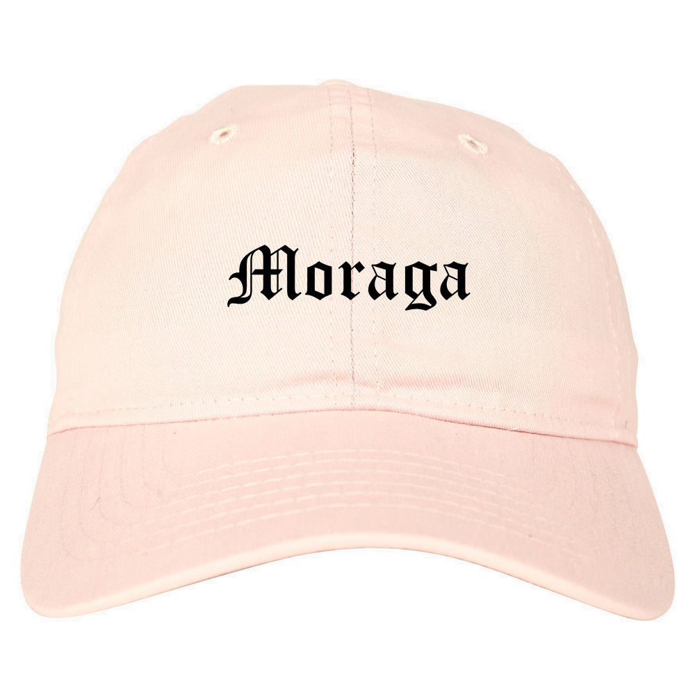 Moraga California CA Old English Mens Dad Hat Baseball Cap Pink