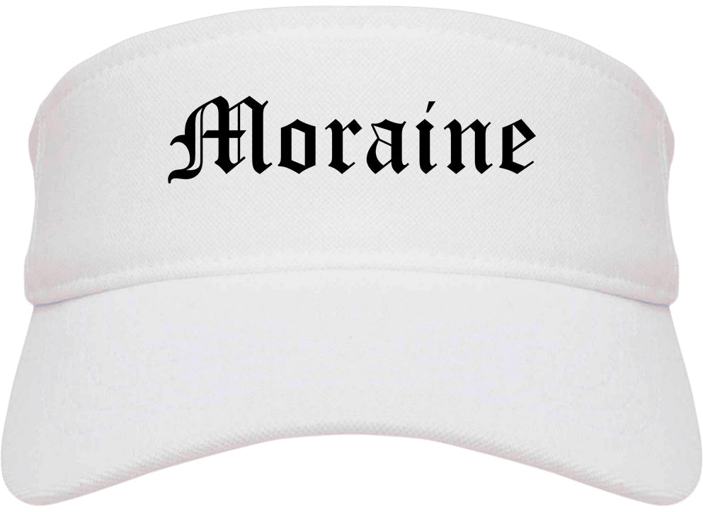 Moraine Ohio OH Old English Mens Visor Cap Hat White