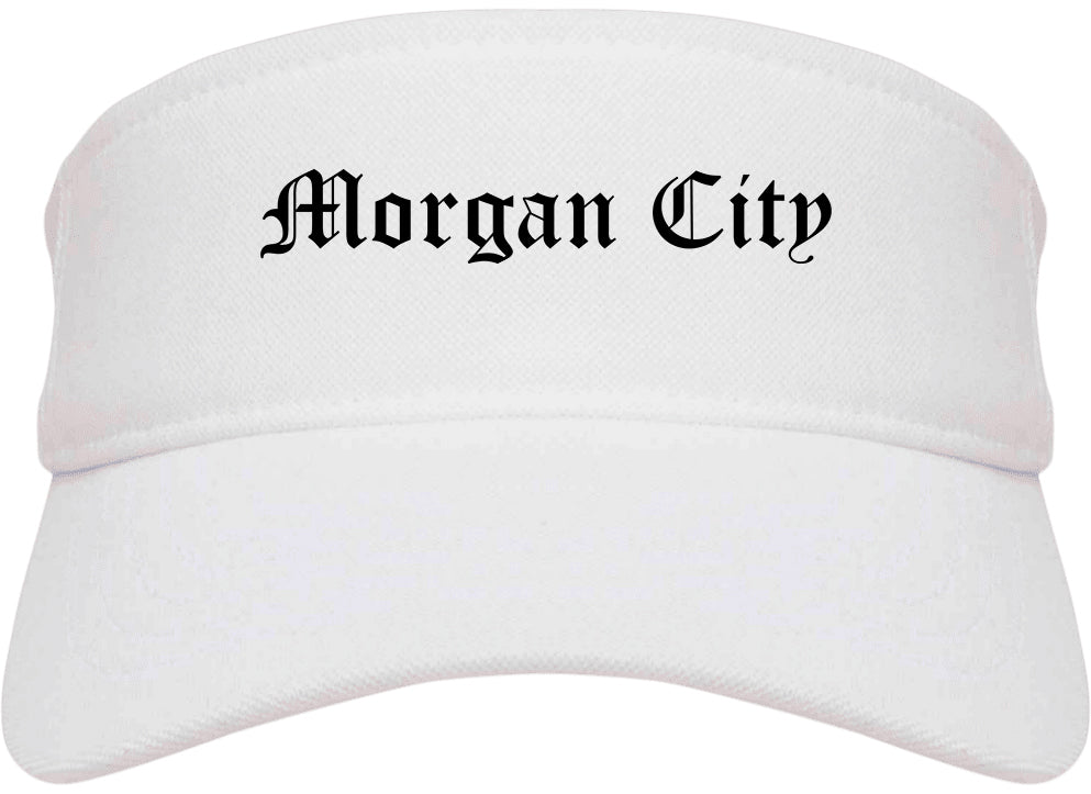 Morgan City Louisiana LA Old English Mens Visor Cap Hat White