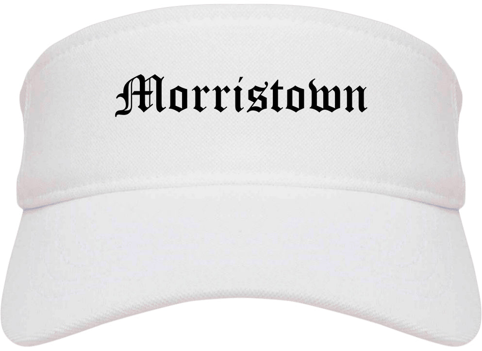 Morristown New Jersey NJ Old English Mens Visor Cap Hat White