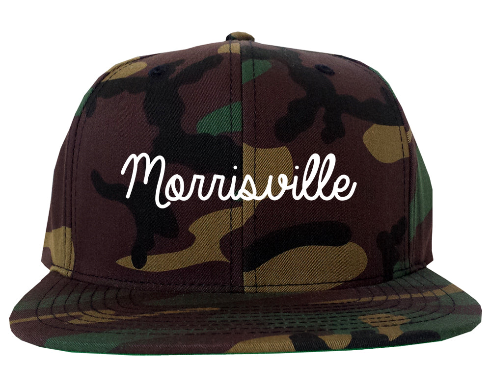 Morrisville Pennsylvania PA Script Mens Snapback Hat Army Camo