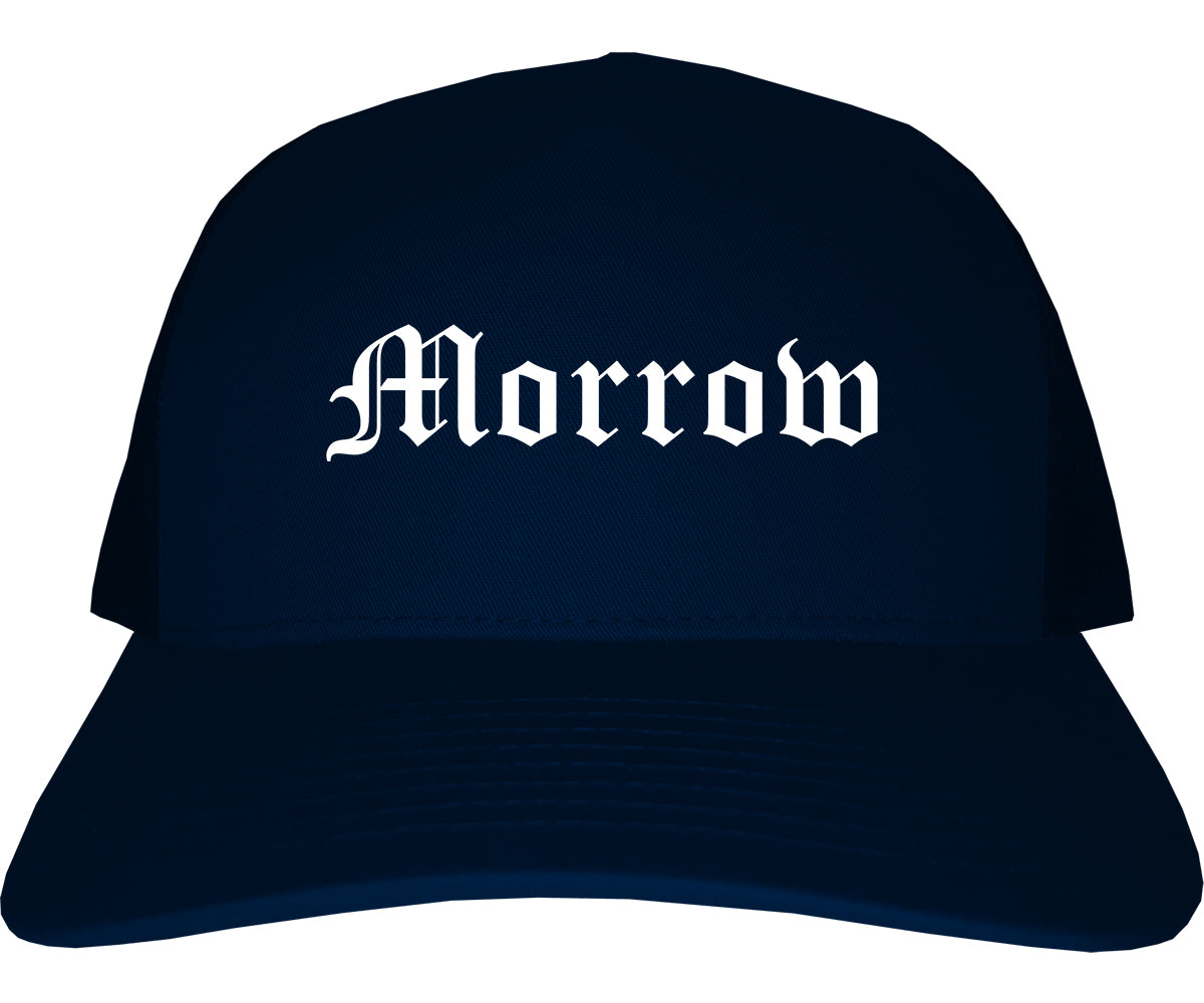 Morrow Georgia GA Old English Mens Trucker Hat Cap Navy Blue