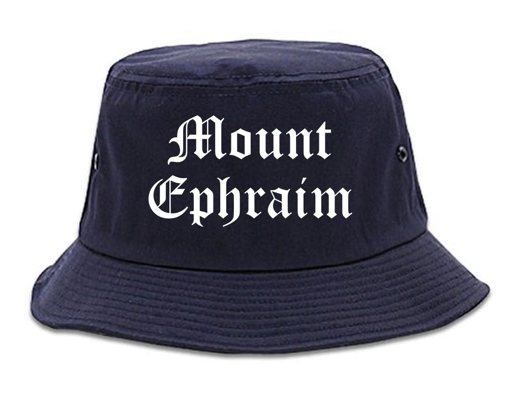 Mount Ephraim New Jersey NJ Old English Mens Bucket Hat Navy Blue