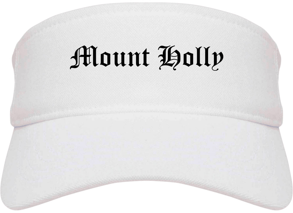 Mount Holly North Carolina NC Old English Mens Visor Cap Hat White