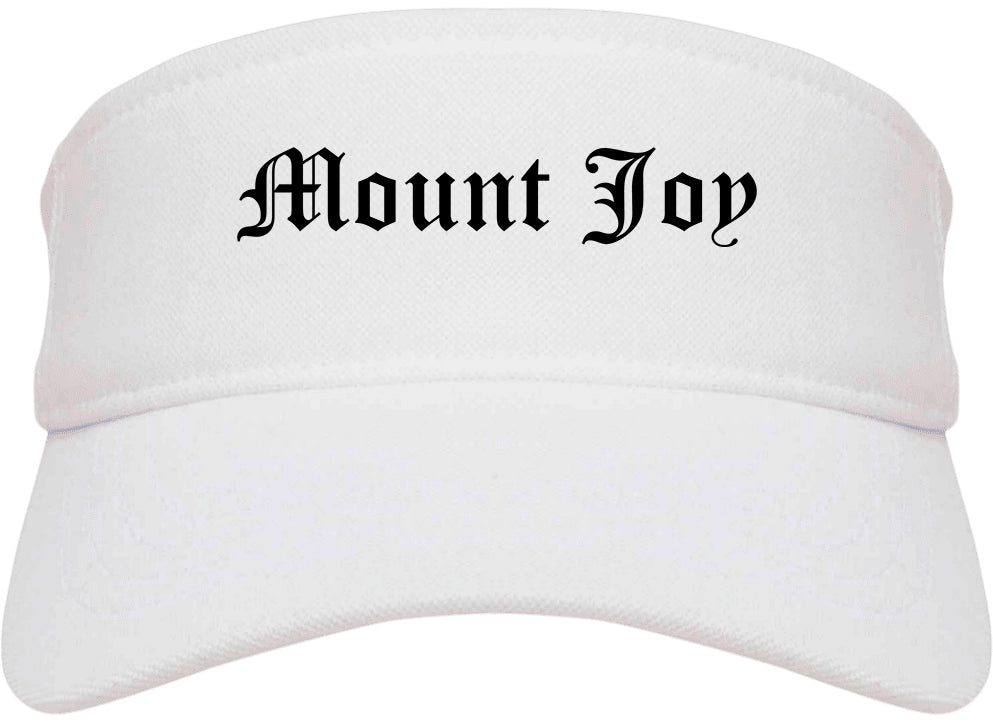 Mount Joy Pennsylvania PA Old English Mens Visor Cap Hat White