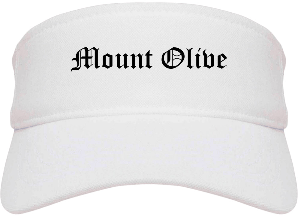 Mount Olive North Carolina NC Old English Mens Visor Cap Hat White