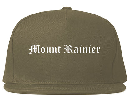 Mount Rainier Maryland MD Old English Mens Snapback Hat Grey