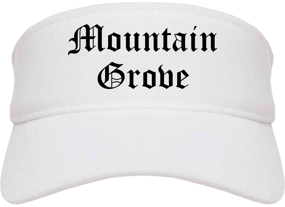 Mountain Grove Missouri MO Old English Mens Visor Cap Hat White