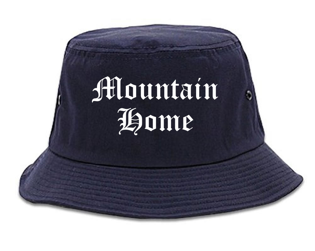 Mountain Home Idaho ID Old English Mens Bucket Hat Navy Blue