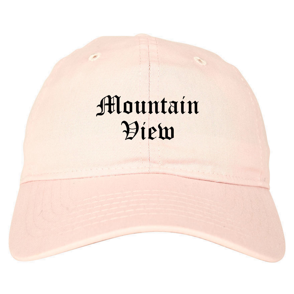 Mountain View California CA Old English Mens Dad Hat Baseball Cap Pink