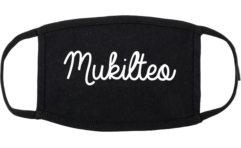 Mukilteo Washington WA Script Cotton Face Mask Black